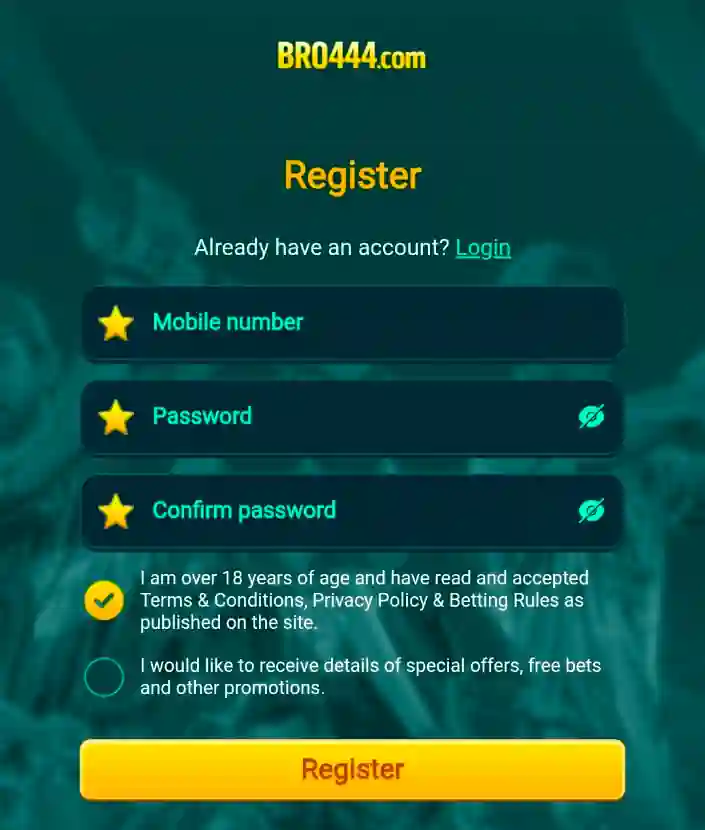 Bro444 Game Register Screenshot 
